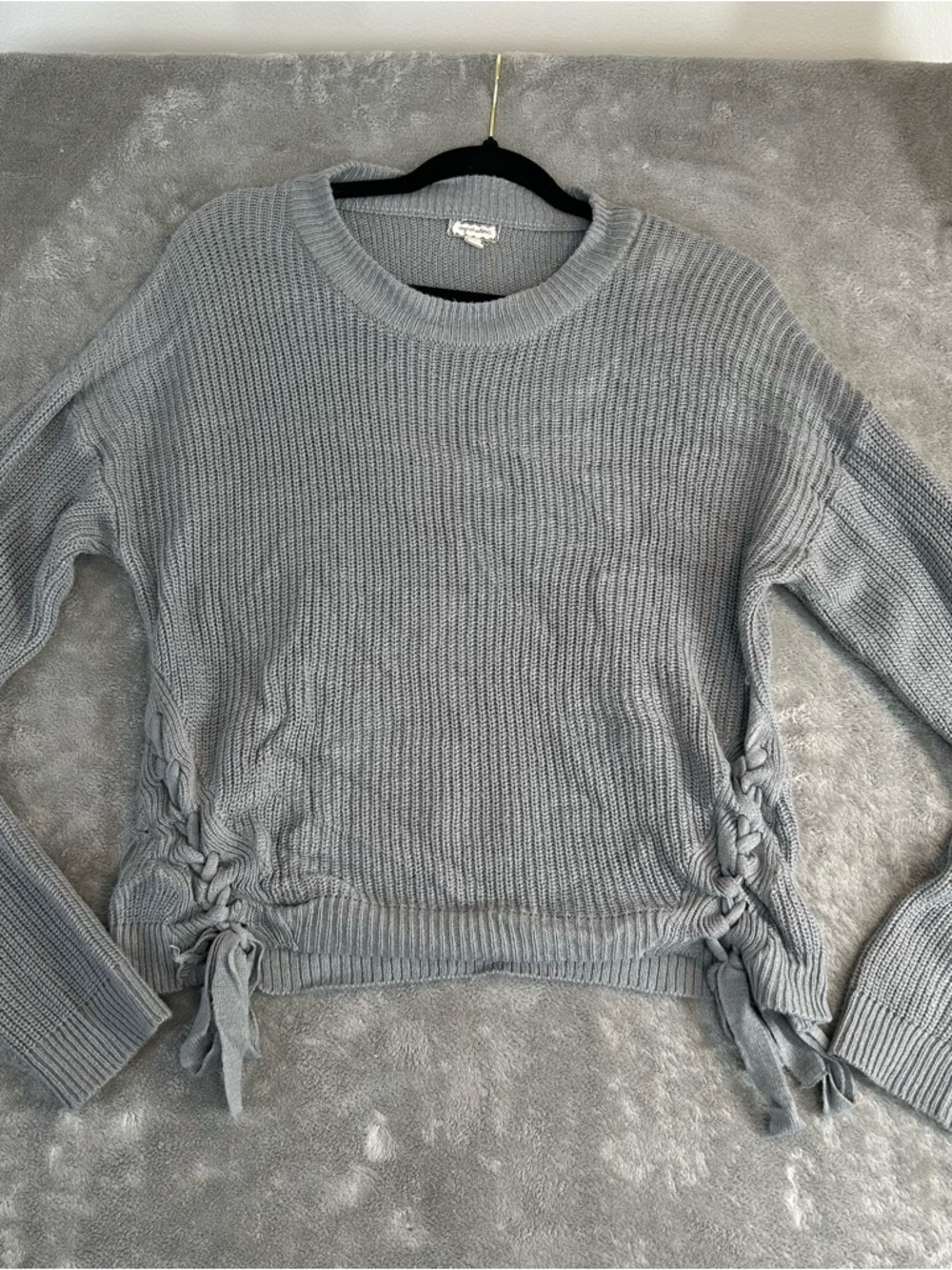 Eyeshadow‎ Trendy Long Sleeve Sweater Soft Knit Pullover Casual Gray Size XL
